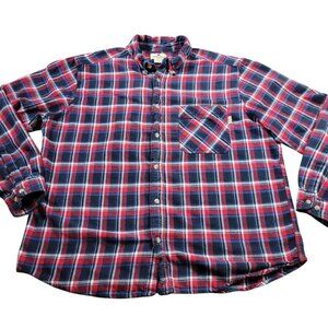 Woolrich Flannel Shirt Mens 2XL Plaid Blue Red Button Up Long Sleeve Outdoors